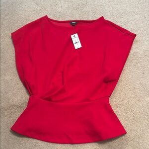 NWT Express Red Asymmetrical Peplum Blouse